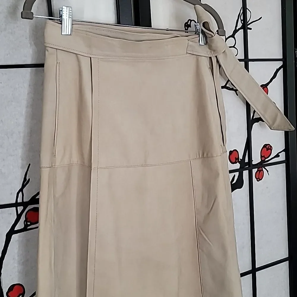 Frame 100% Butter Soft Suede Leather Wrap Skirt In Light Tan